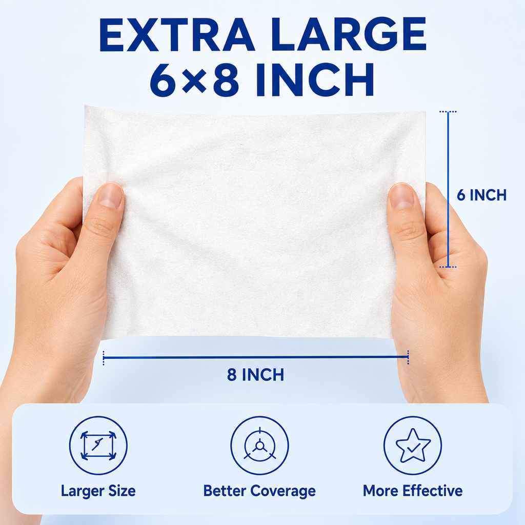 75% Alcohol Wipes, 100 Individually Wrapped Extra Large 6 x 8 Inch Sanitizing Wipes, Portable Single-Use Alcohol Wipes for Hands, Travel, Office, School & Home