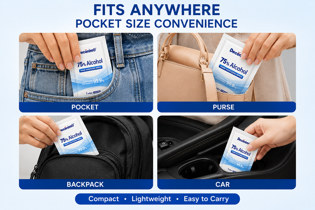 75% Alcohol Wipes, 100 Individually Wrapped Extra Large 6 x 8 Inch Sanitizing Wipes, Portable Single-Use Alcohol Wipes for Hands, Travel, Office, School & Home