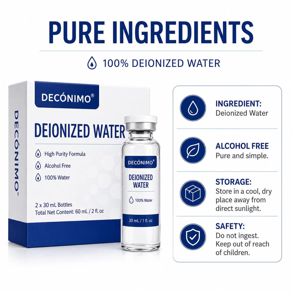 Deionized Water, 2 Pack 30 mL Glass Vials, 100% Pure Alcohol-Free, NOT For Peptide Injections