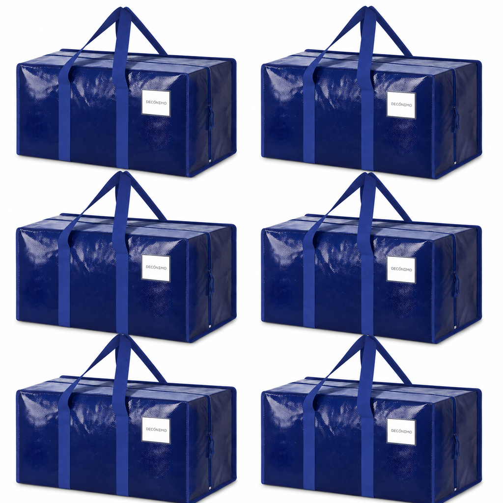Heavy Duty Moving Bags – 6 Pack Extra Large Storage Bags with Strong Zippers & Reinforced Carry Handles | Foldable Reusable Moving & Storage Totes for Clothes, Bedding, Blankets, Dorm Moving & Organization