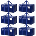 Heavy Duty Moving Bags – 6 Pack Extra Large Storage Bags with Strong Zippers & Reinforced Carry Handles | Foldable Reusable Moving & Storage Totes for Clothes, Bedding, Blankets, Dorm Moving & Organization