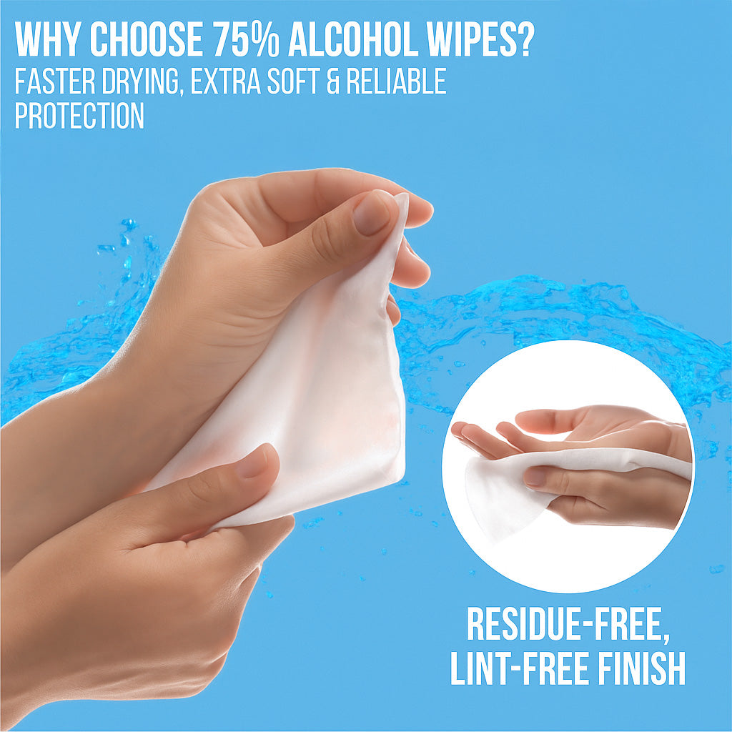 Advanced Large 75% Alcohol Hand Sanitizing Wipes, 4 Packs of 50 (200 count +20 travel wipes) - (Each Wipe Size 6" x 8")