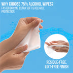 Advanced Large 75% Alcohol Hand Sanitizing Wipes, 4 Packs of 50 (200 count +20 travel wipes) - (Each Wipe Size 6" x 8")