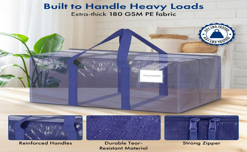 Heavy Duty Moving Bags – 6 Pack Extra Large Storage Bags with Strong Zippers & Reinforced Carry Handles | Foldable Reusable Moving & Storage Totes for Clothes, Bedding, Blankets, Dorm Moving & Organization