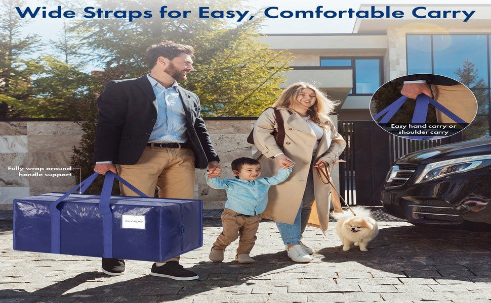 Heavy Duty Moving Bags – 6 Pack Extra Large Storage Bags with Strong Zippers & Reinforced Carry Handles | Foldable Reusable Moving & Storage Totes for Clothes, Bedding, Blankets, Dorm Moving & Organization