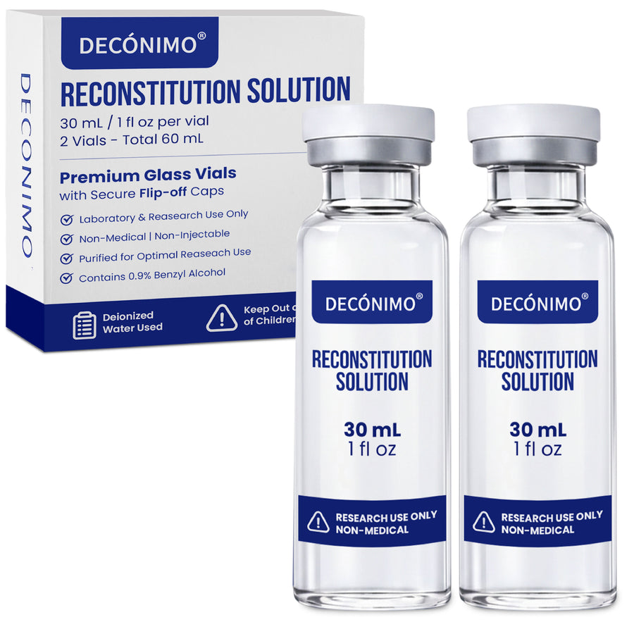 Reconstitution Solution – 2 Pack (30 mL Each) | Deionized Water with 0.9% Benzyl Alcohol | Premium Glass Vials with Secure Flip-Off Caps | Clear and Consistent Formula
