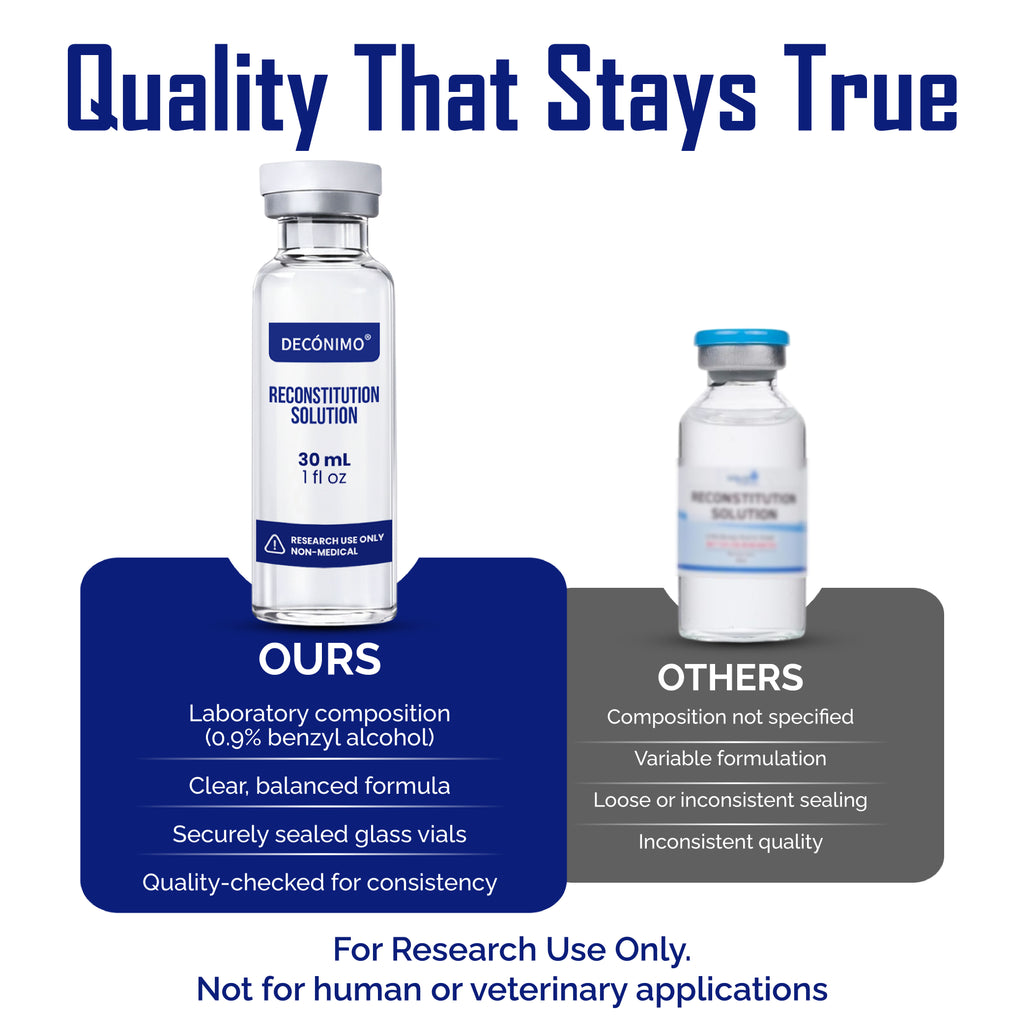 Reconstitution Solution – 2 Pack (30 mL Each) | Deionized Water with 0.9% Benzyl Alcohol | Premium Glass Vials with Secure Flip-Off Caps | Clear and Consistent Formula